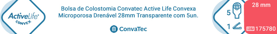 Topo Bolsa de Colostomia Convatec Active Life Convexa Microporosa Drenável 28mm Transparente com 5un