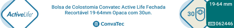 Topo Bolsa de Colostomia Convatec Active Life Fechada Recortável 19-64mm Opaca com 30un